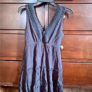 Elegant Black Lace Trim Dress